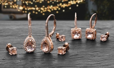 Clearance: Lesa Michele 14K Rose Gold Plated Crystal & Cubic Zirconia Earring Set (2-Piece)