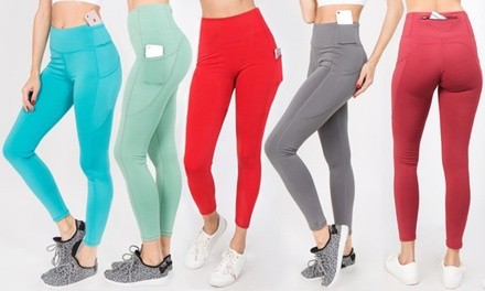 Style Clad Women's Tummy Control High Rise Workout Leggings with 5 Pockets 