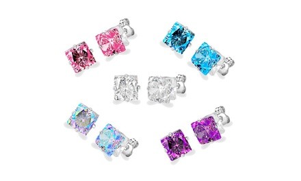 Kids' 2.00 CTTW Princess Cut Stud Earrings Made with Swarovski Crystals by Diane Lo'ren