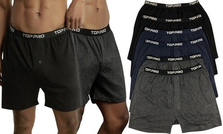 Top Pro Men's Moisture-Wicking All-Cotton Comfort Boxer Shorts (6-Pack)