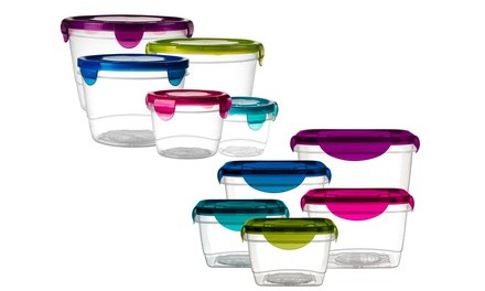 Plastic Lock-and-Seal Food Storage Set with Lids (10- or 20-Piece)