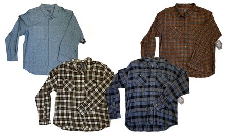 Big and Tall Men's Flannel Button-Down Long-Sleeve Shirt (2XL-5XL)