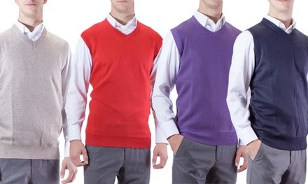 Men's Solid-Color V-Neck Sweater Vest (S-5XL)