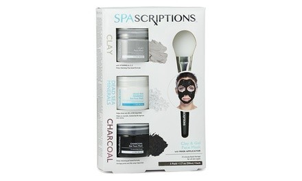 Spascriptions Clay, Dead Sea Minerals, and Charcoal Gel Face Mask Set (4-Piece)