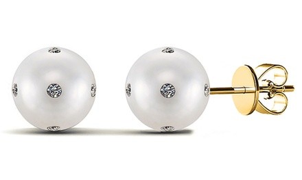 Nina & Grace Cultured Freshwater Pearl & CZ Stud Earrings