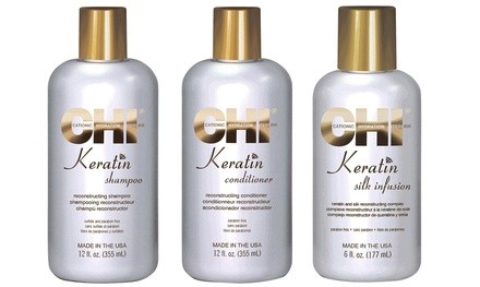 CHI Keratin Shampoo, Conditioner, Silk Infusion Gift Set (3-Piece)