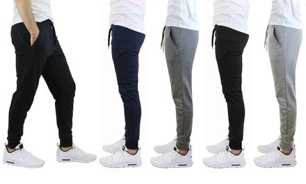 Men's Slim-Fit French Terry Joggers with Regular and Zipper Pockets