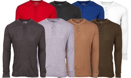 Vertical Sport Men's Waffle-Knit Thermal Henley Tee (S-5XL)