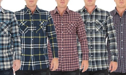 Men's Long-Sleeve Flannel Button-Down Shirt (2-Pack)