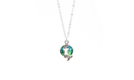 Genuine Crystal Mermaid Necklace in 18K White Gold