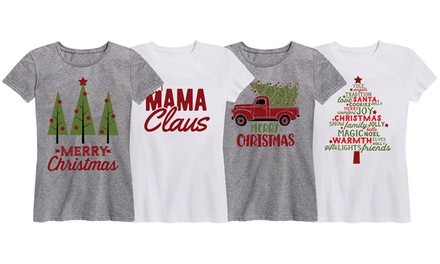 Women's Rustic Farmhouse Christmas Fashion Tee. Plus Sizes Available.