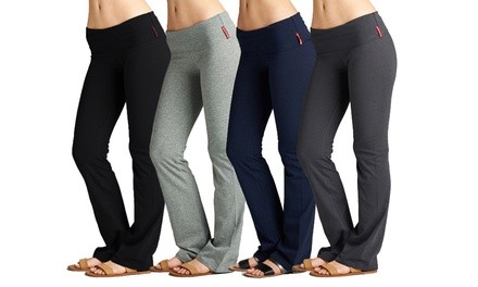 Women's Fold-Over Flared Pants (3-Pack). Plus Sizes Available