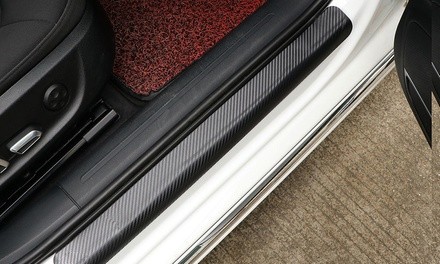 Car Doorstep Door Sill Anti-Scratch Carbon Fiber Protective Stickers (4 Pack)