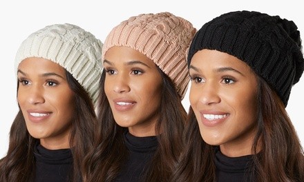 Women's Cold Weather Cable Knit Soft Slouchy Beanie Hat