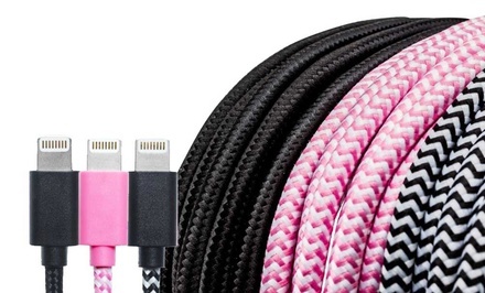 Purtech 10 Ft Apple-Certified Braided Lightning Cable (1-, 2-, or 3-Pack)