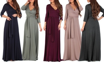 Women's Faux Wrap Maxi Dress with Plus Size