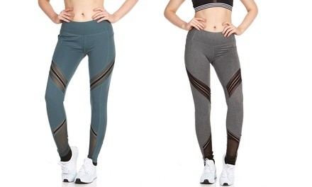 RAG Women's Active Mesh Insert Leggings. Plus Sizes Available.