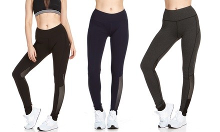 RAG Women's Active Mesh Insert Leggings. Plus Size Available.