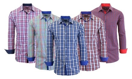 Men's Long Sleeve Slim-Fit Printed Dress Shirts