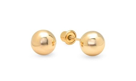 Children's 14K Gold Ball Safety Screwback Studs