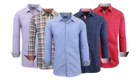 Men's Long-Sleeve Contrast Dress Shirt