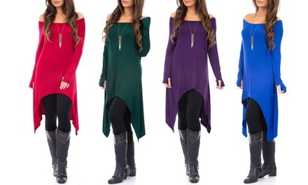 Women's Cascading Tunic Dress with Free Black Leggings
