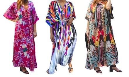 Womens Maxi Caftan Resort Vacation Dress