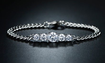 Curb Chain Tennis Bracelet Made with Graduated Swarovski Elements by Barzel