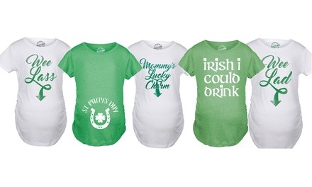 Women's St. Patrick's Day Maternity Tee. Plus Sizes Available.