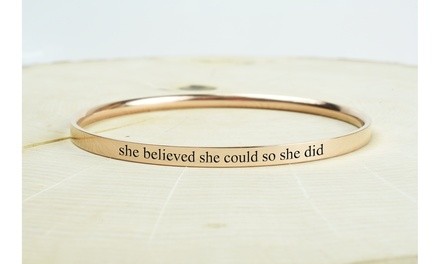 Comfort Fit Inspirational Bangle by Pink Box
