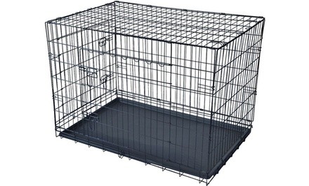 Pet Kennel Cat and Dog Folding Crate Wire Metal Cage with Divider