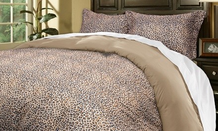 Leopard or Zebra Reversible Duvet Cover Sets (2- or 3-Piece)