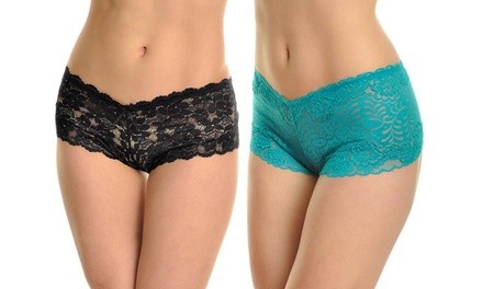 Angelina Lace Cheeky Boyshort or Boxer Panties (6-Pack)