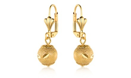 18K Yellow Gold Plated Diamond-Cut Bead Drop Earrings by Sevil