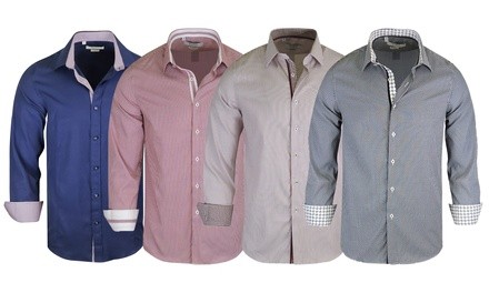 Monza Styles Men's Tailored-Fit Dress Shirt