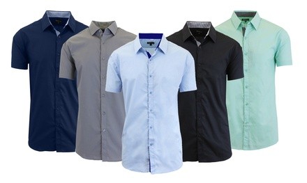 Men's Slim-Fit Short Sleeve Solid Dress Shirts (S-5XL)