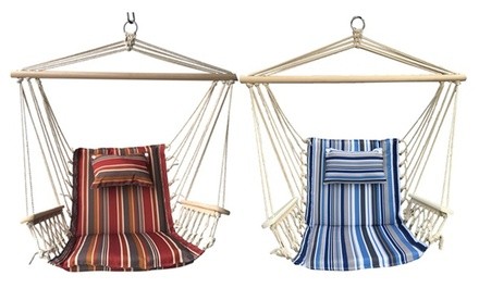 Backyard Expressions Hammock Chair with Wooden Arms