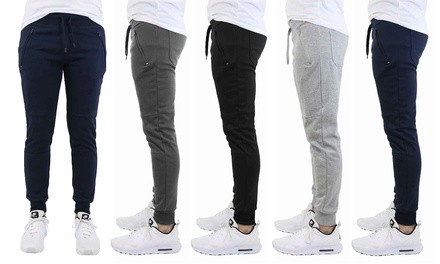 Men's French Terry Joggers With Zipper Pockets (4-Pack)