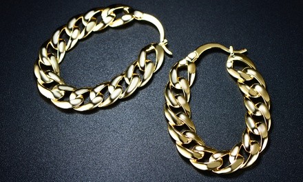 18K Gold Plated Chain Dangle Earrings By Sevil