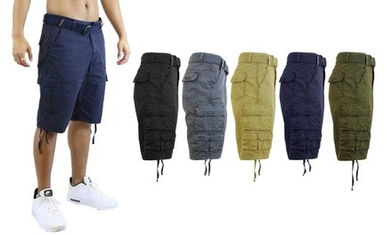 Galaxy by Harvic Men's Cotton Cargo Utility Shorts with Belt