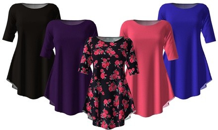 Women's Swing Silhouette Tunic. Plus Sizes Available.