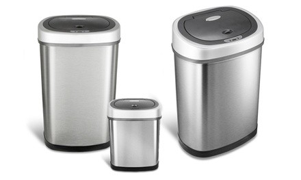 Nine Stars Stainless Steel Motion Sensor Trash Cans (1- or 2-Piece)