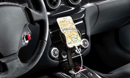 3-In-1 Dual USB Smartphone-Mounting Car Charger