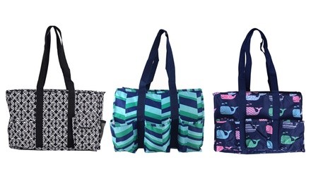 All-Purpose 7-Pocket Organizer Tote Bag with Zipper