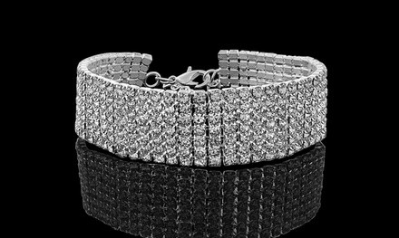 18K White Gold Plated Tennis Bracelet Made with Swarovski Elements in Gift Box