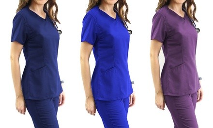 Women's Medical Scrub Round Neck Top. Plus Sizes Available. 