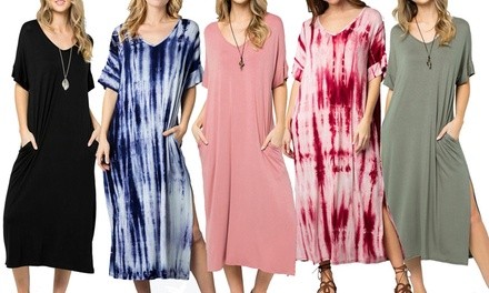 Acting Pro Women's Tie Dye or Solid Maxi Dress. Plus Sizes Available.