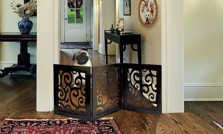 Wooden Scroll Design Pet Gate