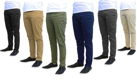 Galaxy by Harvic Men's Slim Fit Cotton Stretch Chinos