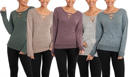 Marika Cozy Knit Pullover Lightweight Sweatshirt